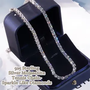 This Is a 4MM moissanite moissanite Necklace Made of 925 Silver, Perfect for Fashionable Light Luxury. It'S a Great Choice for Hip Hop Rock Parties, Music Festivals, And Christmas Gifts, Suitable for Both Men And Women, And Comes in Lengths of 18