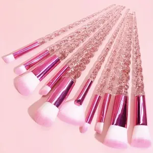 10 PC Stylish Glitter Makeup Brushes Professional Face Powder Blending