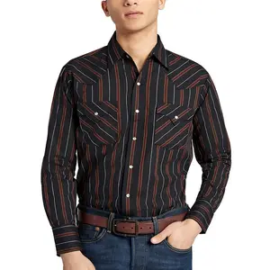 [50% off today]Men's Ely Cattleman Long Sleeve Stripe Western Snap Shirt Short Compression Turtleneck grey sweatpants polyester