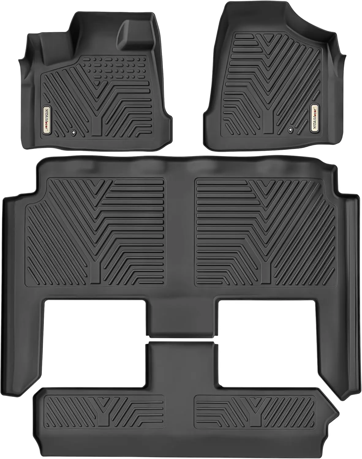 YITAMOTOR Floor Mats 3 Row Compatible with 2008-2020 Grand Caravan / 2008-2016 Town & Country (Stow'n Go Only), Custom Fit Floor Liners Included 1st & 2nd 3rd Row All Weather Protection Black