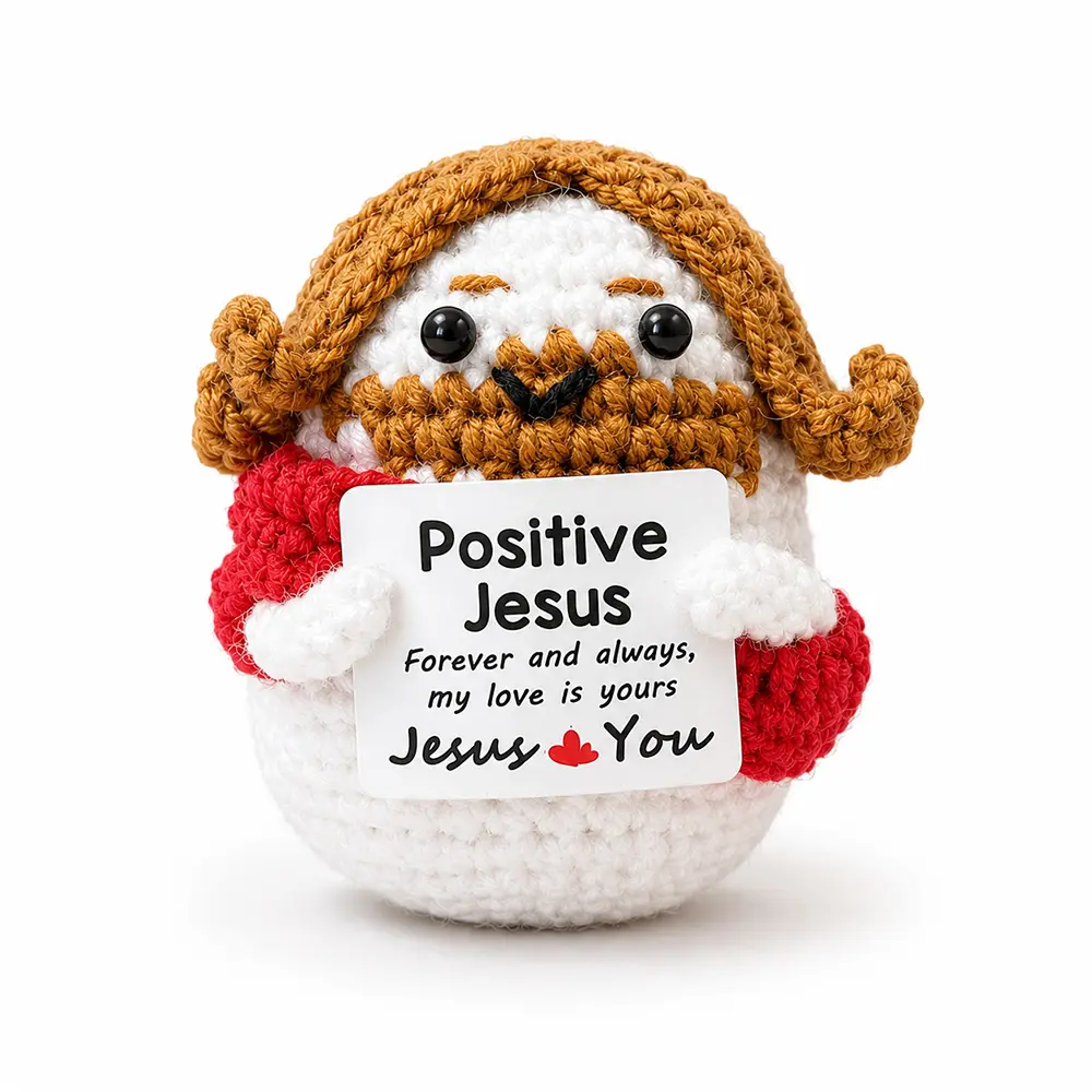 Blessed and Unique Handmade Crocheted Christian Figurine of Jesus， Uplifting Religious Keepsake and Stress-Relief Desk Friend for Faith-Based Support and Inspiration.