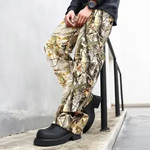 GINGTTO Men’s Camo Stacked Flared Pants Wide Leg Chino Stretch Casual Baggy Trousers Streetwear