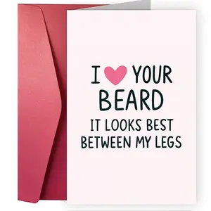 1pc Funny Flirty Couples Greeting Card Suitable for Boyfriends, Husbands & Bearded - ized Humorous Romantic Card for Valentine's Day, Anniversaries, Birthdays - Beard Lover Gift, English Text & Style