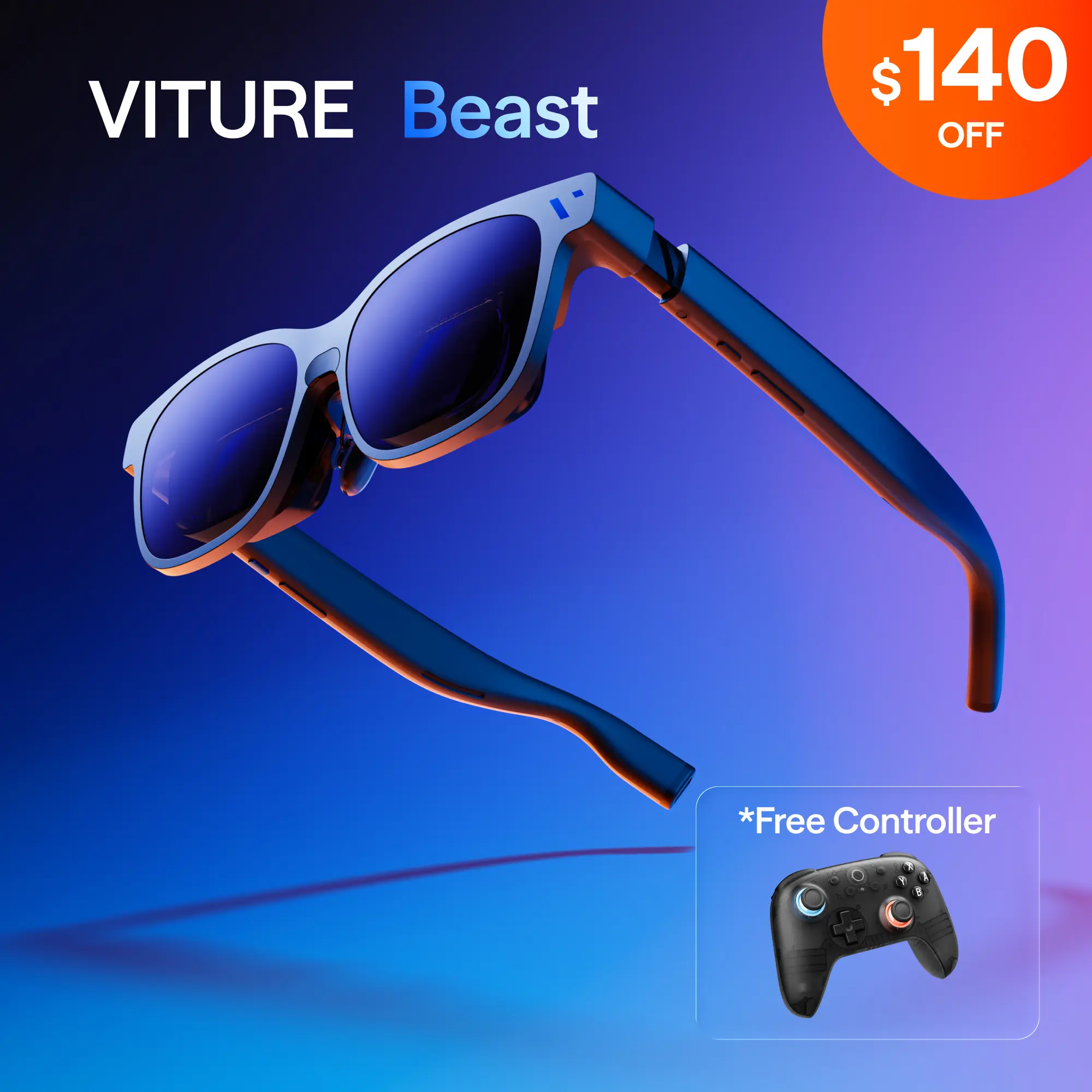 VITURE Beast XR/AR Glasses: Biggest. Brightest. Smartest. 174” 1200p 58° FOV, Built-in VisionPair 3DoF, Dynamic Dimming, Harman Audio, for iPhone, Android, Mac, PC, Switch 2