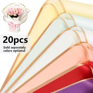 Classic Floral Gift Wrap Paper (20 Sheets), Waterproof Semi-Transparent Packaging, Border Design, DIY Crafts, Flower Shop Supplies, Gift Wrapping Supplies