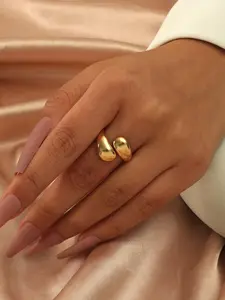 Women's Solid Copper Cuff Ring, Casual All-match Jewelry for Girls Gift, Simple Classic Fashion Accessories for Daily Wear, Acquired Style Ring