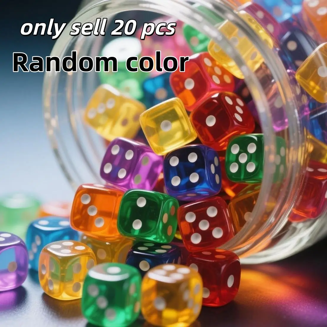 20pcs 16mm Acrylic Polyhedral Dice Set, Dice Bulk, Colorful Transparent Round Corners, Ideal for Party Games, Card Games, Classroom Rewards, Christmas Gifts