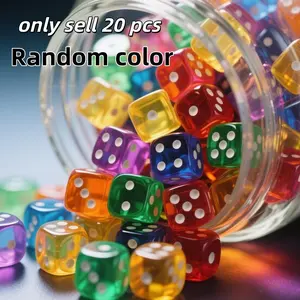 20pcs 16mm Acrylic Polyhedral Dice Set, Dice Bulk, Colorful Transparent Round Corners, Ideal for Party Games, Card Games, Classroom Rewards, Christmas Gifts