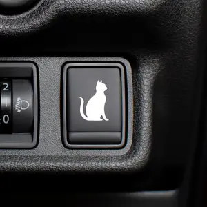 4PCS/SET Button Cat Cute Interior Sticker Minimalist Shape Design Suitable for Car Buttons, Center Consoles, Door Panels Creates Cute Vibe Lights Up Vehicle Details Fits Various Car Models Cute Decoration Preferred Car Accessories