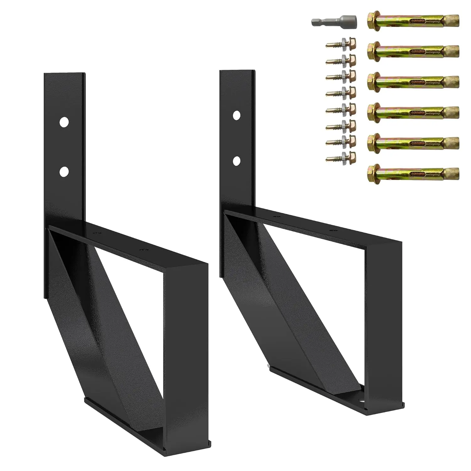 Steel Stair Step Riser, Metal Stair Stringer with Reinforcing Support Legs, Heavy Duty Steel Stair Stringer for Indoor/Outdoor Steps 2 Pack, 1/4 Step