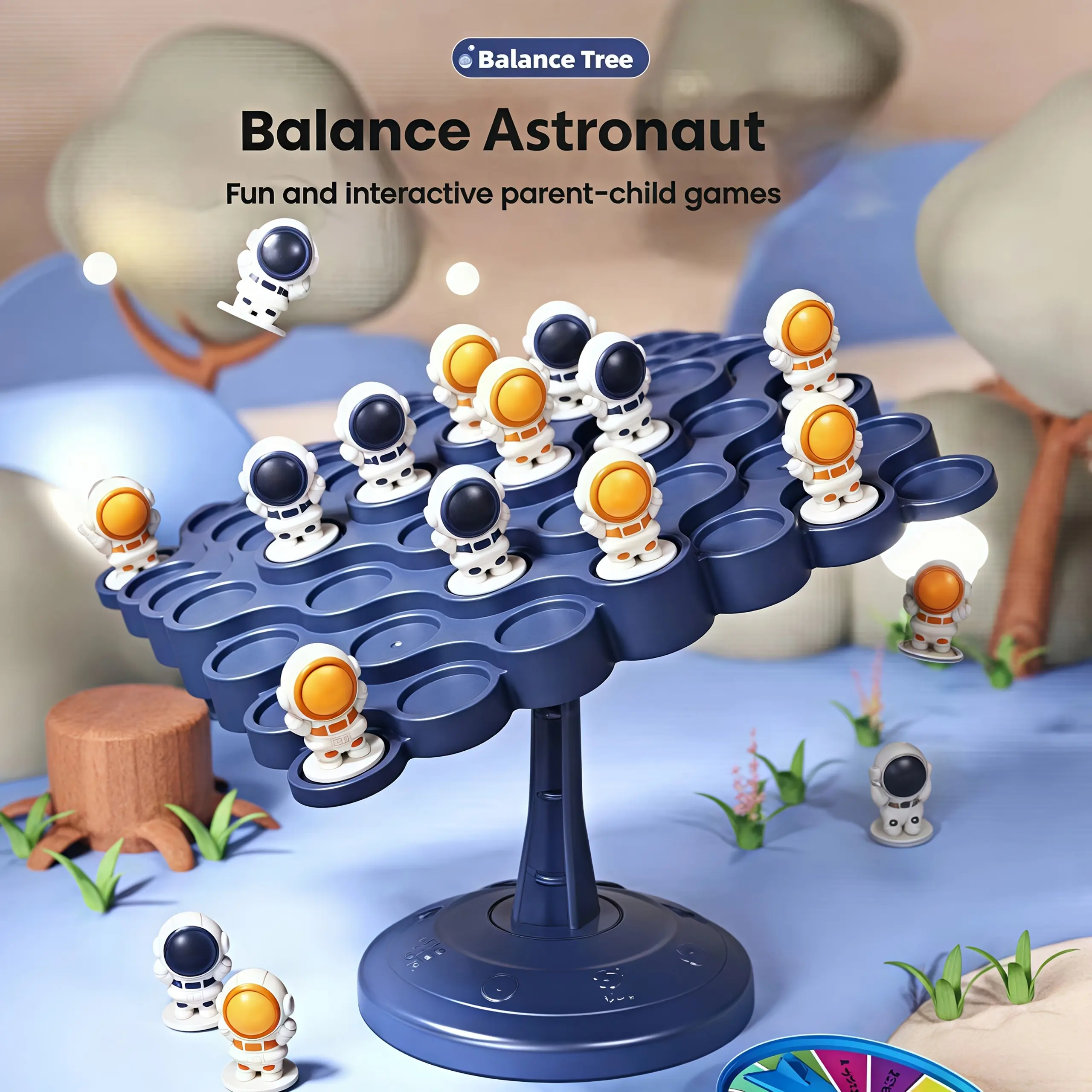 [Interactive Astronaut Game] Fun Interactive Space-Themed Astronaut Balance Tree Game |   Engaging Blue & White Plastic Board Game for Youngsters 3+ |   Boosts Focus, Coordination & Thinking Skills