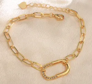 18k Plated Gold | Lock Paperclip Chain Bracelet | Stainless Steel