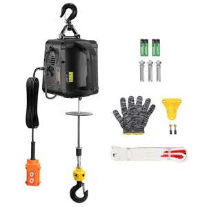 VEVOR 2-in-1 1100 lbs Electric Hoist Winch, 1500W Portable Power Winch Crane, 22.9 ft Lifting Height, 13 ft/min with Wired Remote Control, for Garage, Warehouse, Factory Lifting Towing
