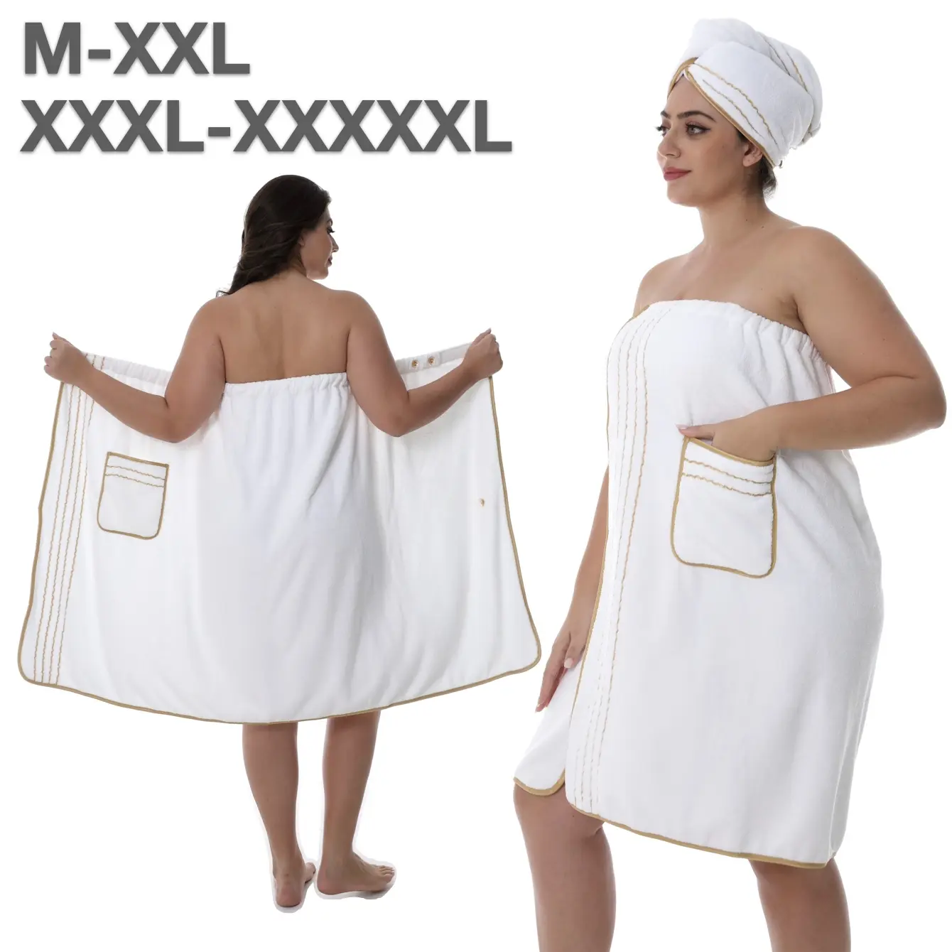Luxury Bathrobe Set, Womenswear, Soft Coral Fleece Material, Size Xxxl-Xxxxxl, Adjustable, Perfect for Home & Travel Use, High Absorbency Design