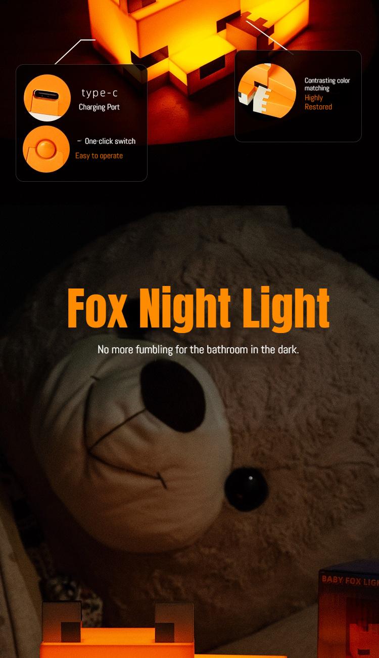 Cute Fox Design Decorative Night Light Soft Orange Glow Ideal for Gaming Room Playroom and Bedroom Best Friend Gift Ideas
