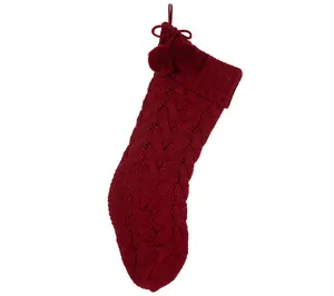 Glitzhome Farmhouse Knitted Christmas Stockingith Pom Pom