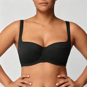 Plus Size 4mm Lightly Padded Balconette Bra Underwire Lifting Support Glass Shimmer Fabric Enhanced 0.5-1 Cup Size U Shaped Back Smoothing Wider Padded Straps Sexy Demi Low Cut Natural Push Up for Big Bust Women