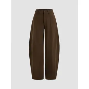 Cider [size 2-10] Corduroy Mid Rise Solid Pocket Barrel-leg Trousers