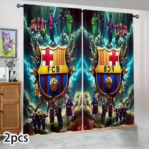 Semi-blackout curtains, featuring the Messi Barcelona championship moment design, suitable for bedrooms/living rooms/kitchens/hotels/gazing, celebrity-themed decorations, fan celebrations, holiday gifts, and birthday presents.