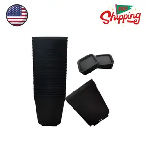 24 Pack 3 Inch Black Nursery Pot Flower Pots Square Plastic Plant Pot