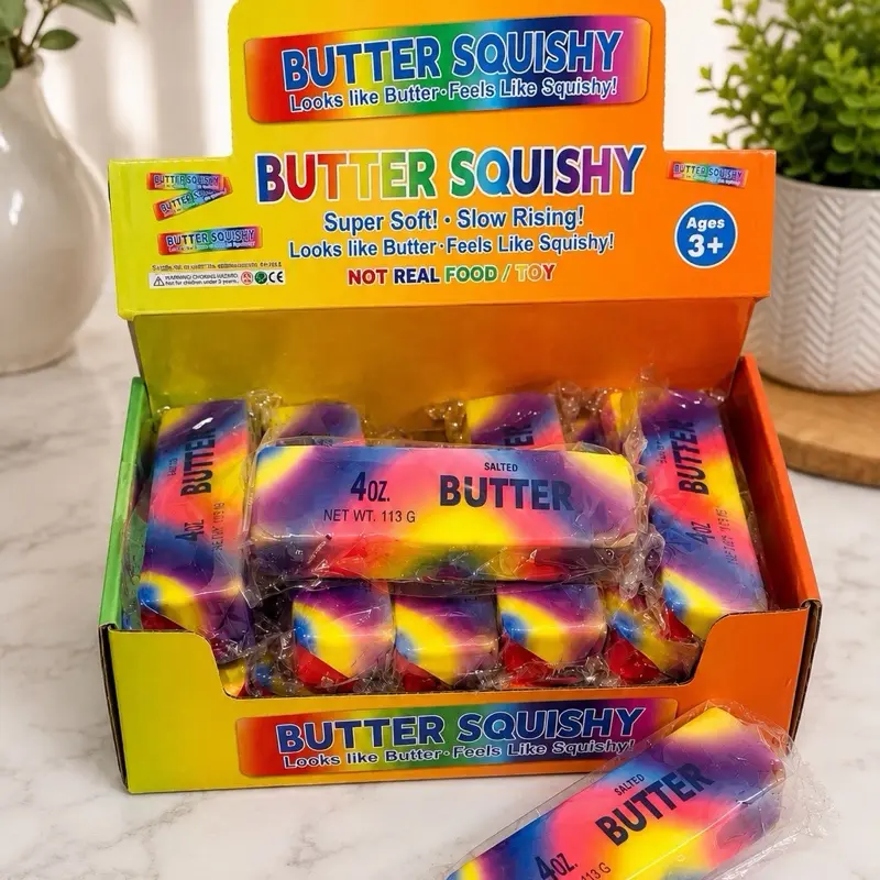 Rainbow butter full box of 12 Sensory Stress Reliever Fidget Bands, Anxiety Relief Products, Decompression Squeeze Stress Relief Gadget for Toys & Hobbies, Classic & Novelty Toys Category