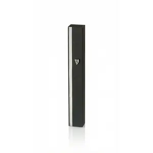 Timeless Black Silver-Striped Aluminum Mezuzah