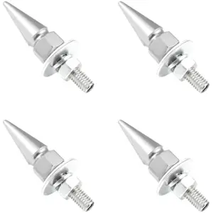 4 PCS Spikes License Plate Screws for Car, Anti Theft Spike Shape Aluminum Car Plate Frame Fastenings Bolt, Cool Licence Plate Screw Set for Car Truck Motorcycle, Car Accessories (Silver)