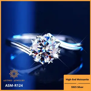 [ASM-R124] s925 sterling silver Snowflake Moissanite Diamond ring for women 1 carat moissanite diamond ring Moissanite ring