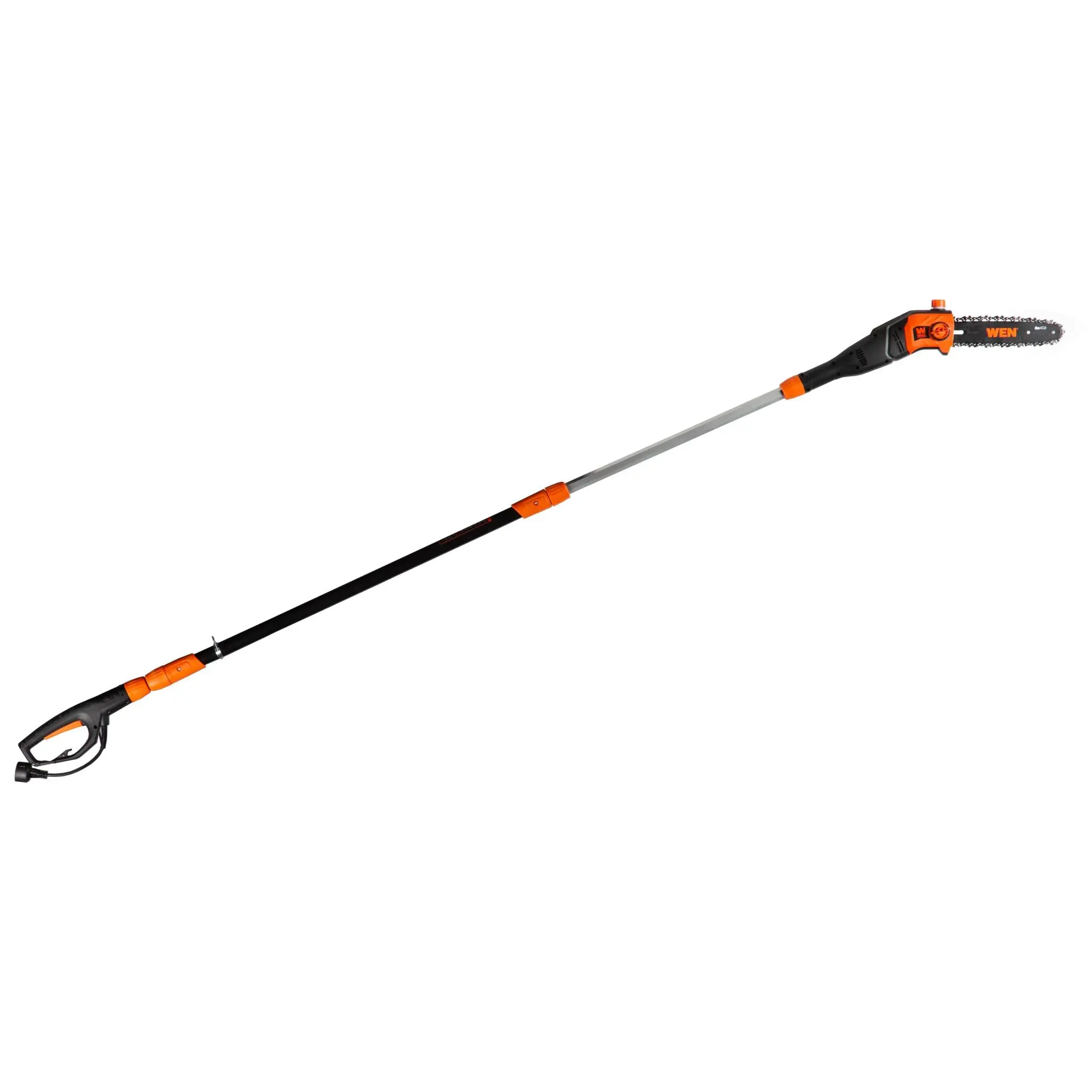 WEN CP0810 Corded Electric Pole Saw with Pole Extension for Gardening, 8-Amp Power, 10-Inch Bar, 14-Foot Reach, Lightweight, Shoulder Strap, Lead-In Design, Overhead Cut Capability, Tool-Free Chain Adjustments