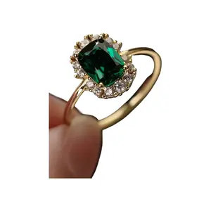 925 Sterling Silver Elegant Luxury Emerald Green Cubic Zirconia Micropave Round & Oval Stone Women's Ring, Suitable For Wedding, Party, Anniversary