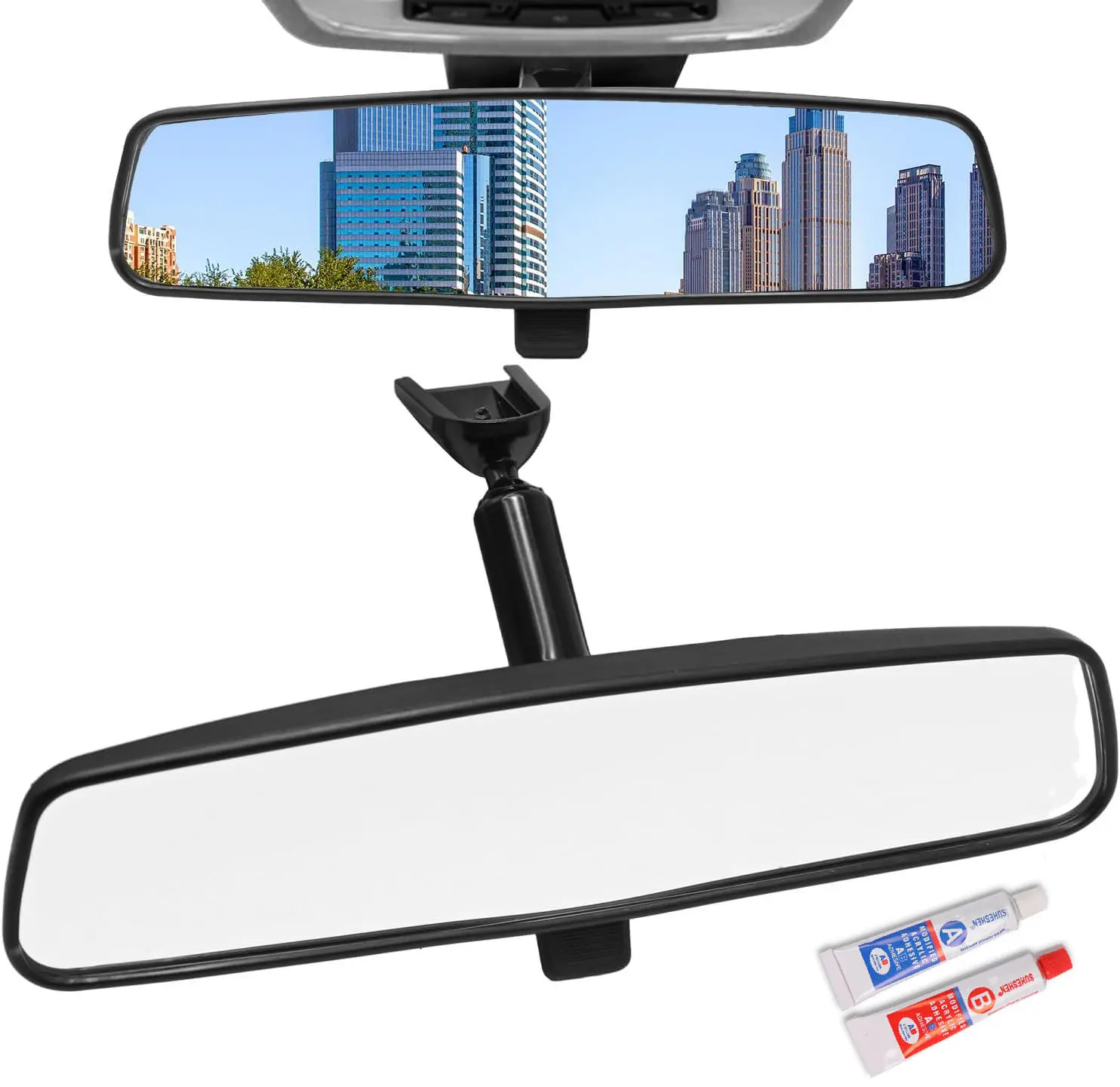 Rear View Mirror, 8 Inch Panoramic Interior  Wide Angle Universal Rear View Mirror,Interior Rearview Mirror Kit, Universal Day Night Interior Rearview Mirrors