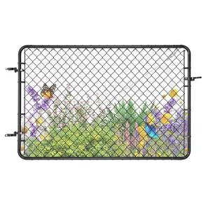 VEVOR Chain Link Fence Gate,  72 x 48 in, Adjustable Chain Link Fence Panel, Fit 2.2-6 ft (W) x 6 ft (H) Garden Fence Gate Opening, Fencing Gate with Plastic Coating, for Farm Black, Posts Not Included