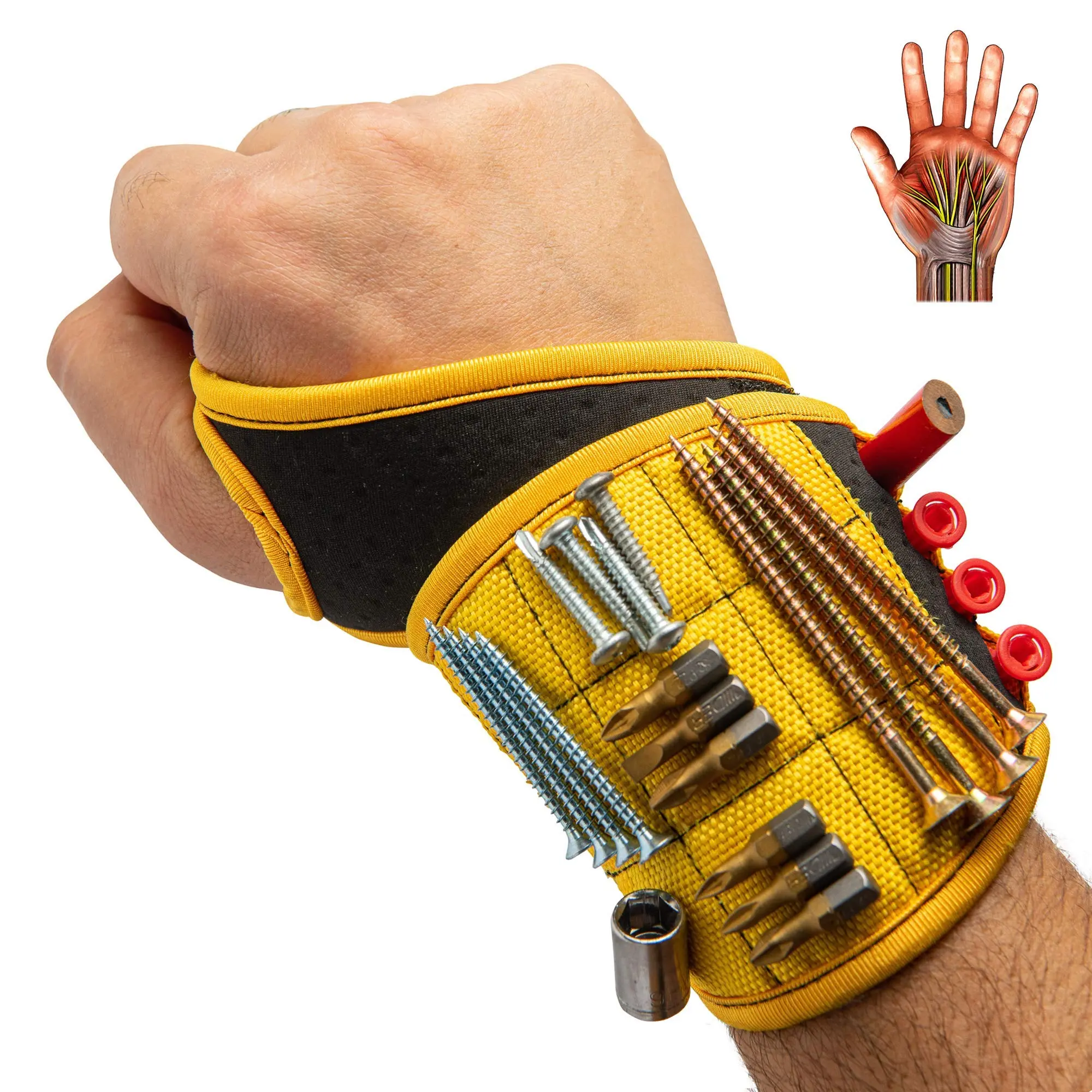 Magnetic Tool Wristband - 1.85 oz Lightweight Breathable Neoprene, Adjustable Screw Nail Holder with Anti-Rotation System & Ergonomic Wrist Support, Unique Fathers Day Gift for Men, Hypoallergenic