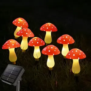 Solar Powered Glowing 8 Piece Mushroom LED Lights, Outdoor Decorative Light, Garden Courtyard Yard Decor Atmosphere Lamp, Perfect Gift Idea