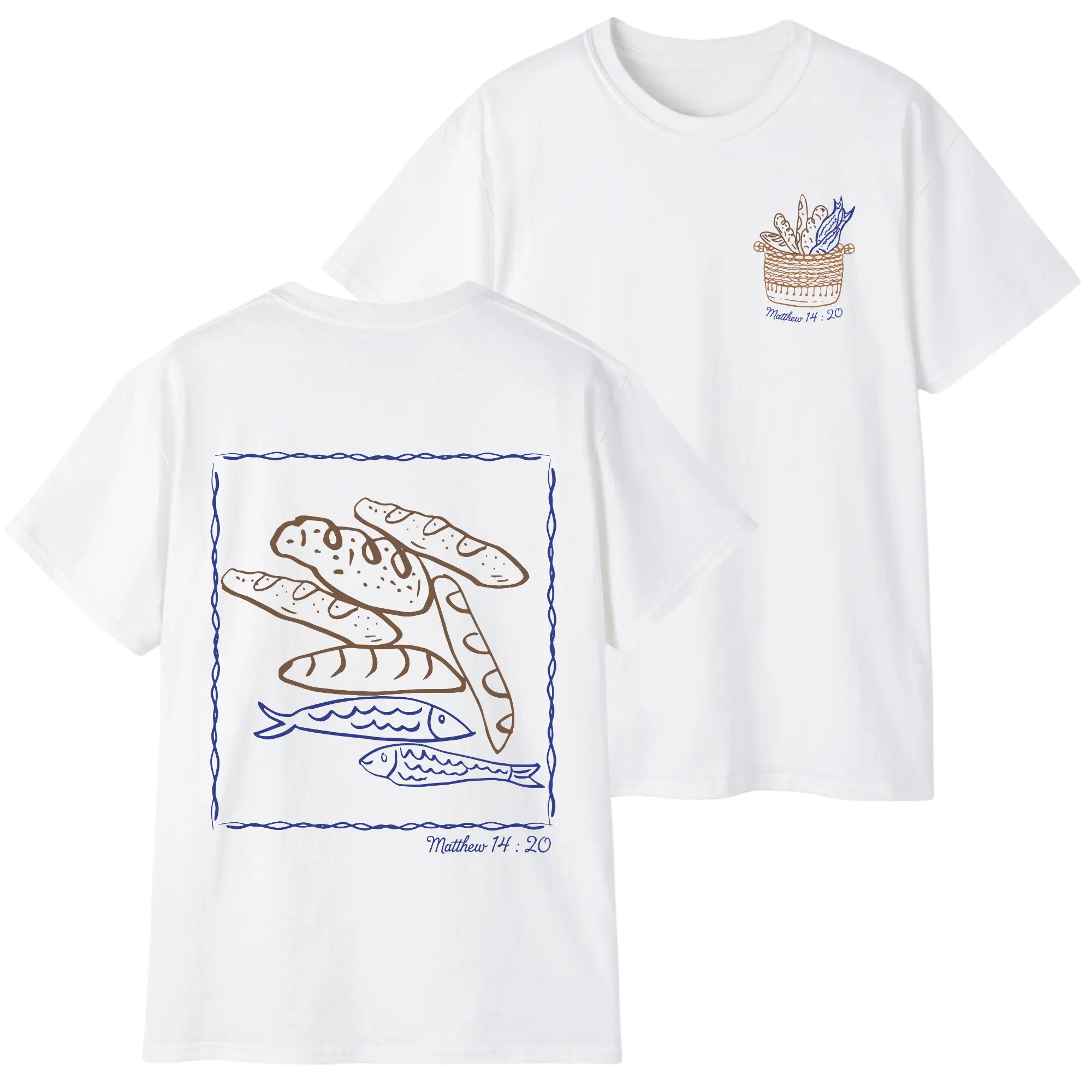 Fish & Loaves Christian Shirt - Bible Study, Catholic Gift - Inspiring Modern Faith Apparel - Jesus Math graphic  tee Oversized Heavyweight Cotton T-Shirts shirts  men