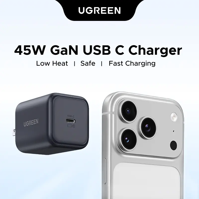 UGREEN 45W USB C Charger for iPhone 17, Nexode GaN PPS Compact Fast Wall Charger Block, USB-C Power Adapter for iPhone 17/16/15/14, Galaxy S26/S25/S24/S23, MacBook Neo/Air, Black DealsForYouDays Fast Charging Supported