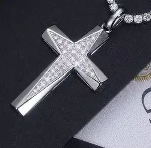 Celestial Cross Star Pendant - 925 Sterling Silver PavÃ© VVS Moissanite