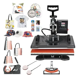 【Summervibes】VEVOR Heat Press Machine, 8 in 1 Combo Digital Multifunctional Sublimation Heat Transfer Machine 12x15 inch,  360 Degree Rotation Swing Away for Printing T Shirts Mug Cap Hat Plate
