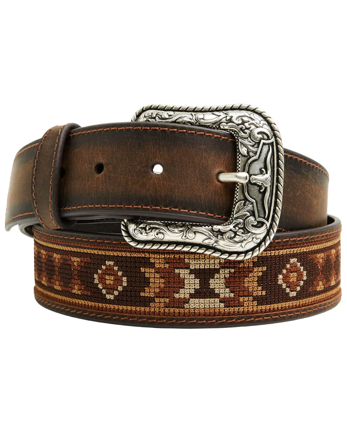 Cody James Men's Men'S Southwestern Needlepoint Inlay Leather Belt - 2611150241 Cody James Men's Men'S Southwestern Needlepoint Inlay Leather Belt - 2611150241