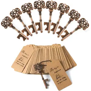 60 PCS Key Bottle Openers,Vintage Skeleton Key Bottle Opener, Wedding Favors Key Bottle Opener Rustic Decoration with Escort Tag Card Kitchen Utensils