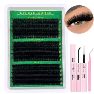 60D+80D+100D Thick Volume Lashes, D Curl Curly Lashes 10-18mm Lightweight Longer Looking Eyelashes Set with Tweezers, Natural Look, Beauty & Personal Makeup, DIY Lash Clusters, Cosmetic Eyelash Extensions Kit