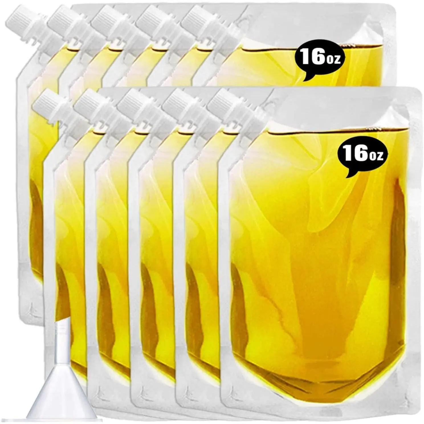 Concealable and  Cruise Plastic Flask kit,Juice Travel Plastic Flasks Bags Drink Bags Leak-Proof,  for Travel Outdoor , Concerts, Events(16OZ-10PCS)