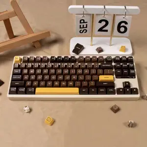 Chocolate Color Keycap SA Height PBT Material Two-color Injection Molding 160-Key Complete Set Light Blocking Suitable for Mechanical Keyboard and All Cross-Axis Cherry Style Shaft Game Mechanical Keyboard Keycap