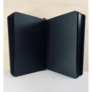 BLACK Page Notebook BLACK COVER (Dotted Journal) (FREE STICKERS)
