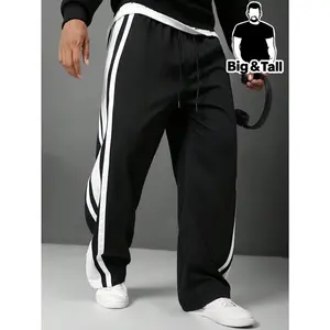 Men's Black & White Striped Wide Leg Pants | Y2K Streetwear Track Bottoms