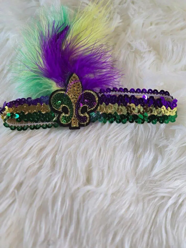Mardi Gras feather headband