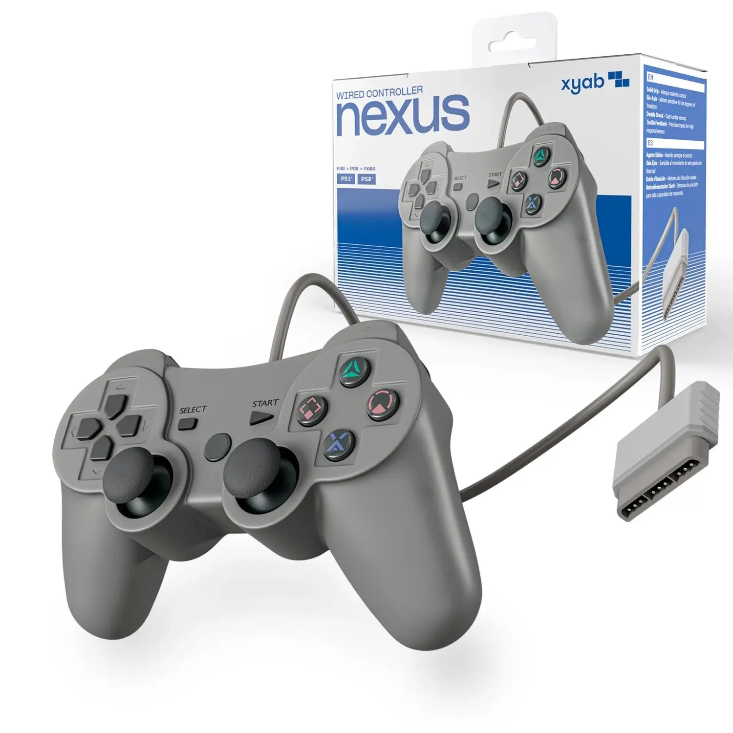 XYAB Plastic Wired NEXUS Controller - Gaming Accessory with Secure Grip & Wired Connection for PS1, PS2 Consoles