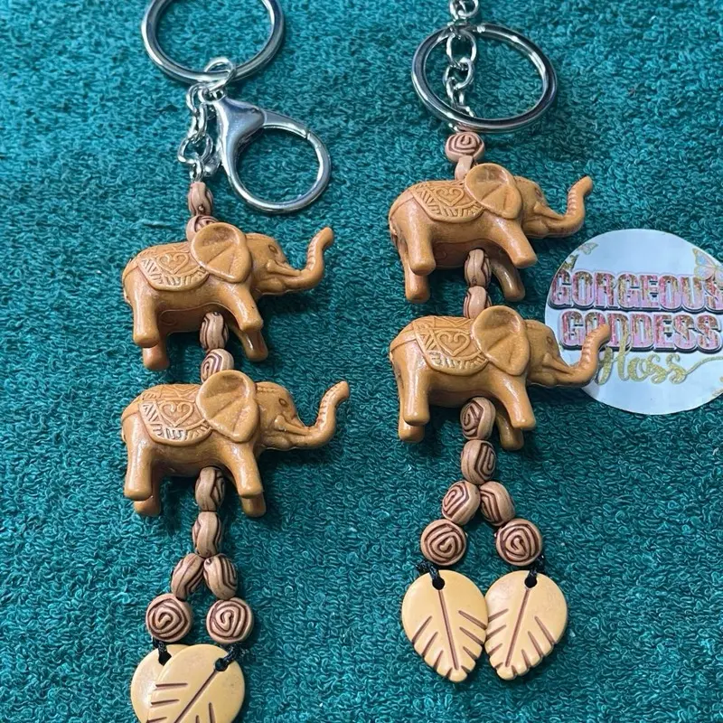 Wooden Elephant Key Chains