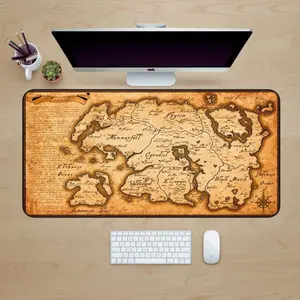 [Sale up to 50%] [Free Ship] Elder Scrolls Map Desk Mat, Tamriel Fantasy World Map Mouse Pad, Large Gaming Desk Pad, Skyrim Oblivion Map Decor, Gift for Gamers
