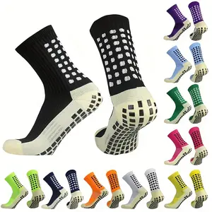 Lpxpass Unisex Anti Odor & Sweat Absorption Crew Grip Socks with Anti Slip Silicone Thicken Bottom Tubesocks for Football Soccer Basketball Tennis Cycling